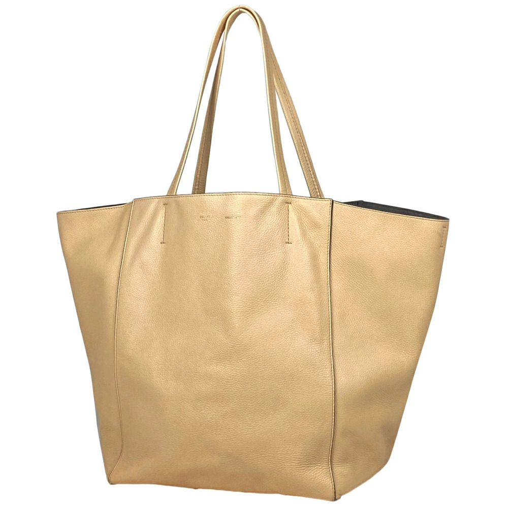 Celine Cabas Phantom Logo Shoulder Bag Tote Leather Beige